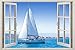 Adesivi murali - 3D- barca nave finestra vista rimovibile wall art sticker decalcomania del vinile complementi arredo casa mare - Decorazione da pareti - 50x70 cm