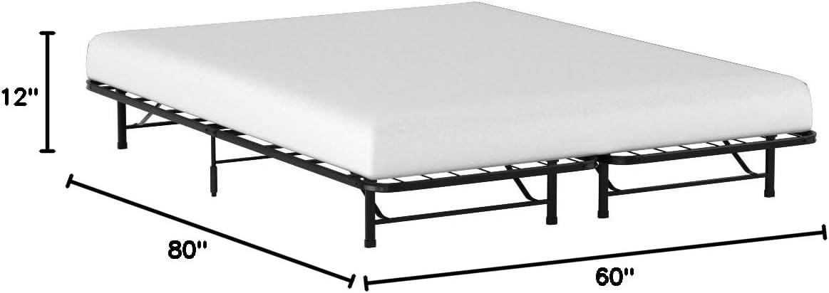 Diagram showing the dimensions of the Zinus SmartBase mattress foundation: 80 inches long, 60 inches wide, 12 inches high.