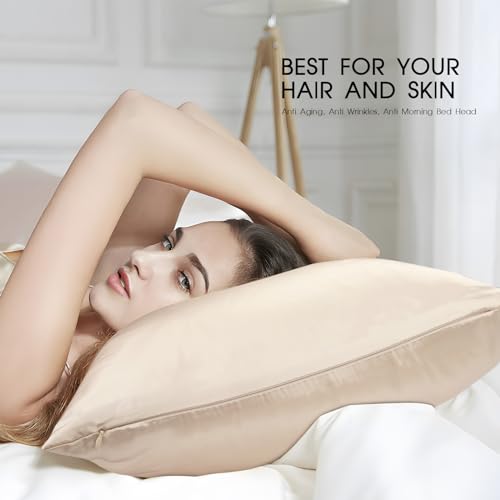 SILKTALE 100% Mulberry Silk Zip Bed Pillow Case for Travel,1pc,Taupe/Beige,Super King Size 50 x 90 cm, 50x90cm - Image 2