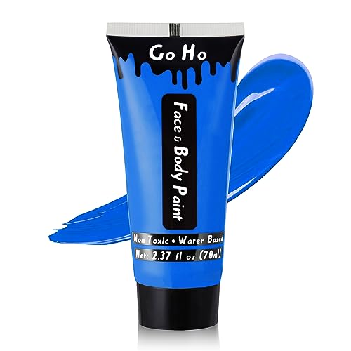 Go Ho Blue Face Body Paint Washable(2.37 oz,70 ml),Water Based Cream Royal Blue Face Paint,Smurf Mystique Avatar Joker Makeup,Dark Blue Body Paint for SFX Cosplay Costumes Festivals Halloween Makeup Go Ho Blue Face Body Paint Washable(2.37 oz,70 ml),Water Based Cream Royal Blue Face Paint,Smurf Mystique Avatar Joker Makeup,Dark Blue Body Paint for SFX Cosplay Costumes Festivals Halloween Makeup