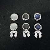 LIUXIN 2Pcs Brass Metal Opal Stone Button Cover Cufflinks for Tuxedo Business Formal Shirts
