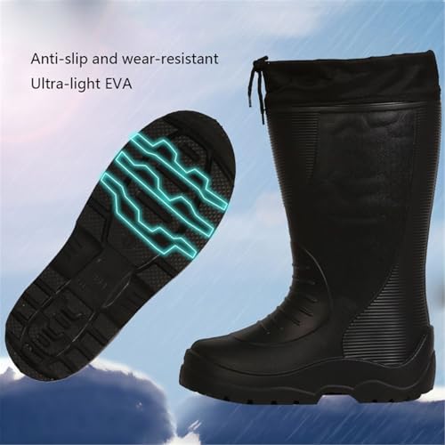 CLSQLXYJZC Mens Winter Warm Rubber Boots, Men High Barrel Waterproof Anti Slip Warm Fur Interior Rain Shoes, Outdoor Snow Rain Garden Durable Field Boots, for Farming, Hunting, Lawn Work3