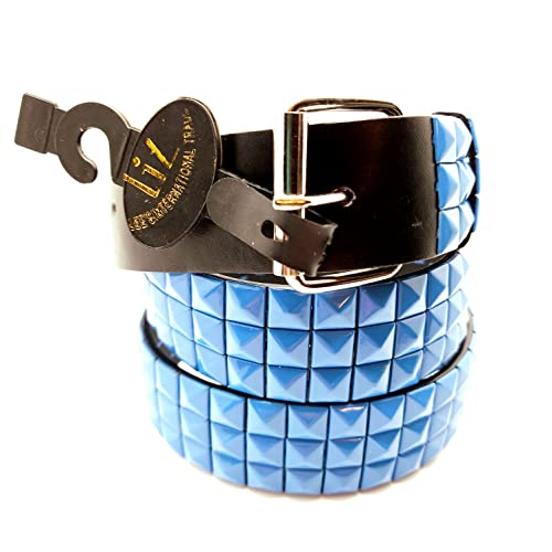 Blue Pyramid Studded Leather Belt Punk