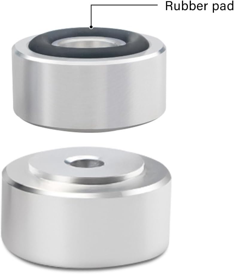 4pcs Aluminum Alloy Speaker Isolation Feet, Turntable Isolation Pad for Reduce Vibration & Resonance, Speaker Spikes Pads with Non-Slip Rubber Ring for Turntable Recorder CD (Silver, M)