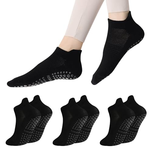 FerraDrend 4 Pares de Calcetines Pilates Mujer Antideslizantes, 3...