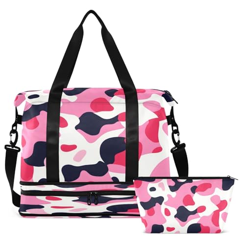 Cow Print Gym Duffle Bag with Shoe and Wet Clothes Compartments Shoulder Weekender Bag for Swim Sports Travel2