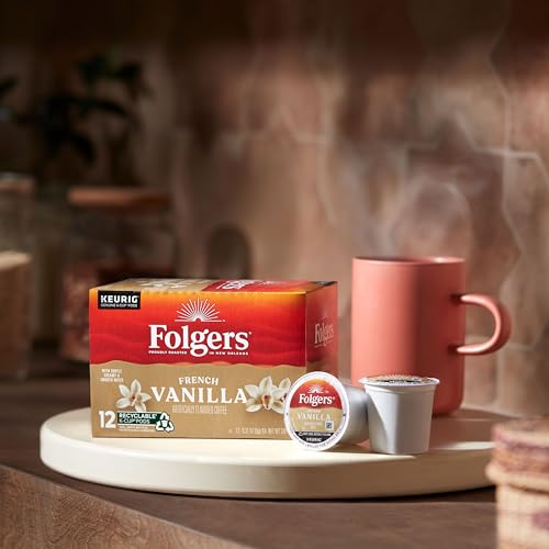 Image of Folgers French Vanilla Artificially Flavored Coffee, K-Cup Pods, 12 Count | Medium roast coffee, Genuine K-Cup pods made to brew with your Keurig coffee maker