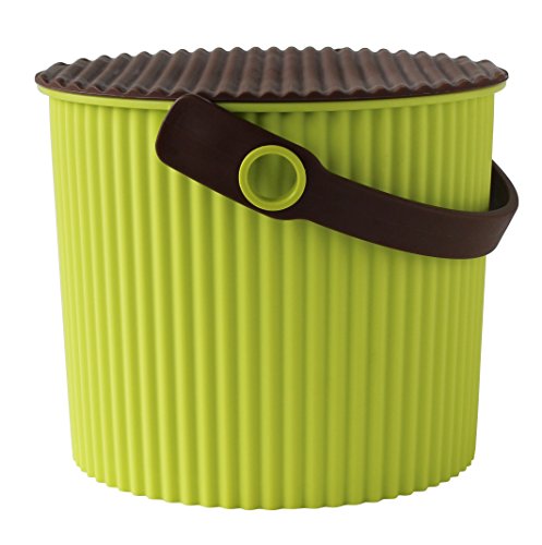 Hachiman Omnioutil - Cubo de almacenamiento y tapa (tamaño pequeño), color verde y marrón