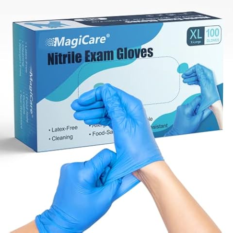 MAGICARE Blue Nitrile Exam Gloves - Disposable, Latex-Free Medical Gloves - 100 Gloves/Box (Medium) Cover