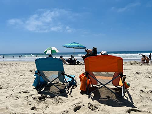 Funcode Low Beach Camping Folding Chair With Cooler Bag,Heavy Duty Portable Chair With Carry Bag For Camping, Beach, Picnic, Barbeques, Sporting Event.(Blue-1) #TOP6