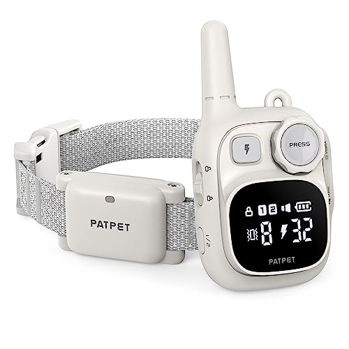PATPET Dog Training Collar - IPX7 Waterproof Static Collar for 8-100lbs Small Medium Large Dogs Rechargeable Training Collar with 3 Safe Modes, White