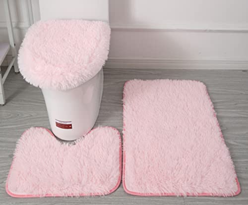 Weiche Mikrofaser-Badteppich-Set, 3-teilig, rutschfeste Badezimmerteppiche Cover