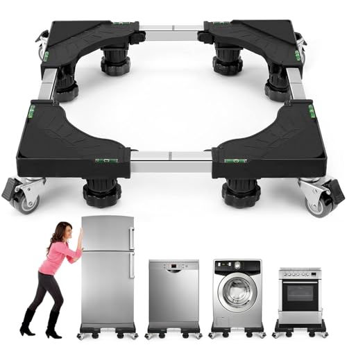 Base para Lavadora Móvil, Base Móvil Universal con 8 Patas Fuertes y 4 Ruedas Dobles, Base Móvil Multifuncional Refrigerador de Ajustable Soporte, para lavadora y Secadora...