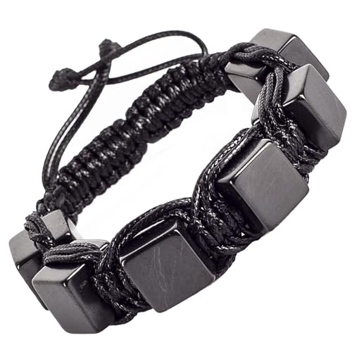 Keled Rocks Shungite Bracelet - Arachne Black - for Grounding - when Worn absorbs the influenses from electronic Gadjet - Real Shungite Stone Type II - Comes wich Certificate