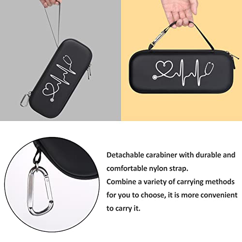 Bovke Stethoscope Case Fits 3M Littmann Classic Iii, Lightweight Ii S.e, Mdf Acoustica Deluxe Dual Head, Cardiology Iv, Stethoscope Holder With Pocket For Nurse Accessories For Work, Black+Black #TOP4