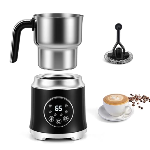Espumador de leche eléctrico 6 en 1, apto para lavavajillas, con temperatura variable y espuma, 800 ml, gran capacidad, para espuma de leche fría caliente, chocolate caliente, café con leche