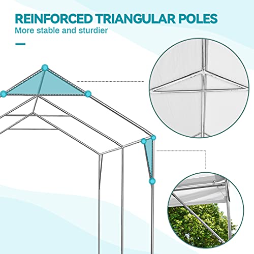 ADVANCE OUTDOOR 10x20 ft Carport Heavy Duty Car Canopy Garage Party Tent Outdoor Portable Boat Shelter, Adjustable Height from 9.5 ft to 11 ft, White