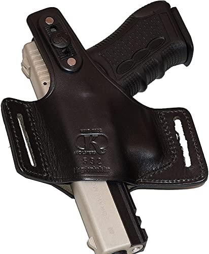 Koltster Holster For Glock 17, Pancake Leather Gun Holster For Glock 19 22 23 26 27, Two Slot Hand-Molded Open-End Black Genuine Leather Right Handed Handmade (Alis532) #TOP1