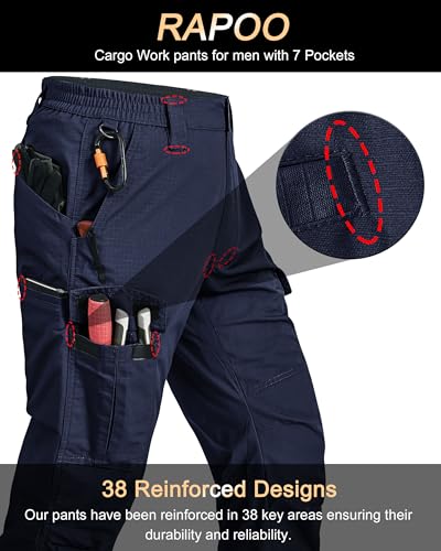 Image of Rapoo Mens Cargo Pants Ripstop Water Resistant Breathable Tactical Hiking Pants with 7 Pockets