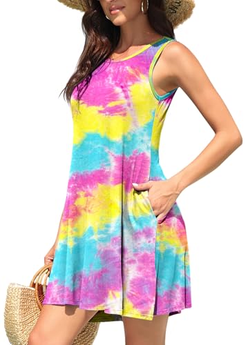 Image of WEACZZY Women Summer Casual Swing T Shirt Dresses Beach Cover up Loose Dress