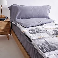 Funda Nordica Relleno Incluido 10XDIEZ Funda Saco Nórdico Ajustable Cama Individual (No Incluye Relleno) - (Gris Queens - Cama 90cm)