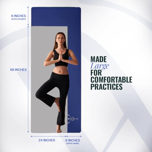 Image of WiseLife Grande XL 6 MM TPE Yoga Mat for Men & Women | Extra Thick, Long & Wide Premium Exercise Mat with Yoga Strap | Anti-Slip & Anti-Tear Ideal for Yoga, Pilates, Home Workouts & Gym Use (Blue)