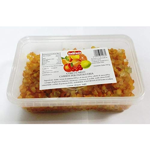 CUBETTI MISTI CANDITI PER PASTICCERIA AMBROSIO 900 GR FRUTTA DOLCI TORTE ARANCIA