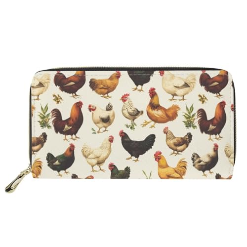 doginthehole American Bulldog - Cartera de viaje para mujer con cremallera alrededor, Gallo retro, Talla única