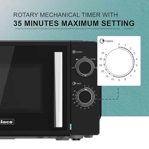 Belaco 800W Microwave Compact Size Microwave Oven with Manual Control, 10 Power Levels, 20L Capacity, Timer Function, Easy Clean Interior Ideal for Home or Office Use - Image 6