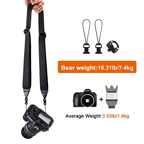 waka Rapid Slide Camera Neck Shoulder Strap with Quick Release, Adjustable Camera Sling Strap for Nikon Canon Sony Fuji Panasonic Olympus Pentax Any DSLR Camera, Black - Thumbnail 7