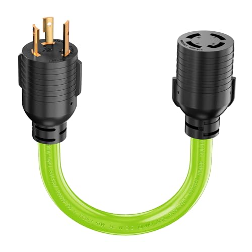 CircleRiver 4 Prong to 3 Prong Generator Transfer Switch Adapter Cord NEMA L5-30P to L14-30R 30 Amp Generator Adapter Twist Lock STW 10 AWG