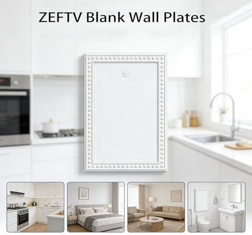 Image of ZEFTV 20 Pack Mid-Size Blank Wall Plates 1-Gang blank Switch Outlet Electrical Cover Plate Unbreakable Thermoplastic Faceplate for Light Receptacle Outlet Switch, Classic Beaded Relief Design, White
