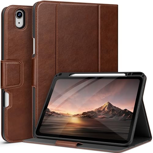 Image of auaua Case for iPad Air 13 inch M4 /M3 /M2, Brown | PU Leather, Front Pocket, Built-in Pencil Holder, Typing Angle, Adjustable Stand, Magnetic Closure, Auto Sleep /Wake