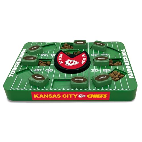Image of Pets First NFL Kansas City Chiefs Large Puzzle Toy for Dogs, Slow Feeder Board for Pets, New Bigger Size, Interactive Doggie Treat Toy