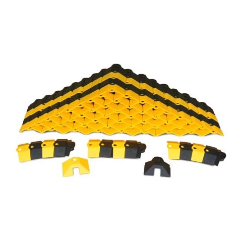 UltraTech 1820 Ultra-Sidewinder Cable Protection System with Endcaps, 24' Length x 3 Width x 3/4 Height, Black and Yellow, Small Cover