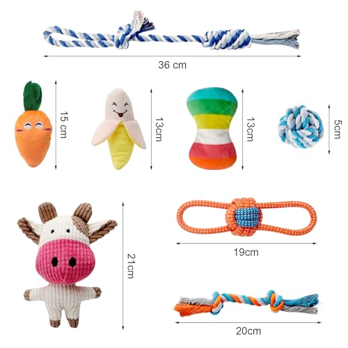 8 Stück Hundespielzeug Kleine Hunde, Welpenspielzeug, Langlebiges Kauspielzeug & Quietschspielzeug Intelligenz, Welpen Bissfestes Kuscheltier, Natürlicher Baumwolle & Ungiftig, Lindern Langeweile
