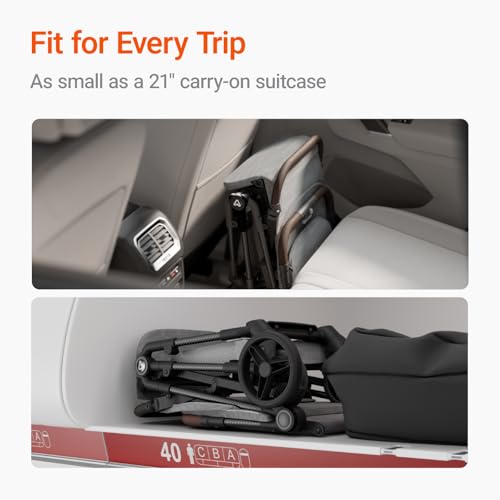 Lightweight Baby Travel Stroller with Carbon Fiber Frame, Compact & Airplane-Friendly, One-Handed Folding Design, 11.6 lbs, Perfect for Toddlers, Grey