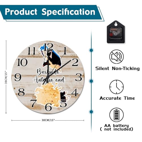 Horloge murale en bois Barbuda de 38 cm, objet de decoration moderne aux finitions soignees