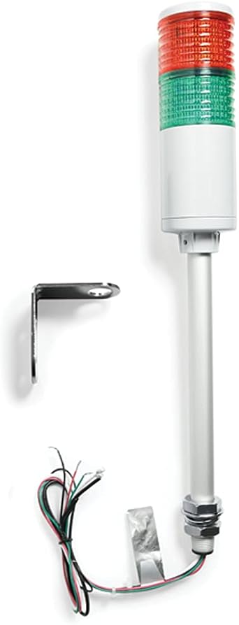 Signaworks LED 2 Stack Tower Light 120 VAC, Steady, Red/Green - Andon Tower Light, 10 Inch Threaded Pole and Right-Angle Bracket Only NO Power Cord OR Controls Included