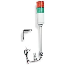 Signaworks LED 2 Stack Tower Light 120 VAC, Steady, Red/Green - Andon Tower Light, 10 Inch Threaded Pole and Right-Angle Bracket Only NO Power Cord OR Controls Included