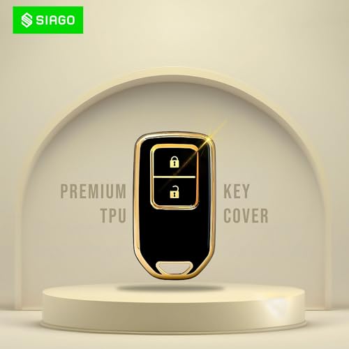 Image of SIAGO TPU Key Cover Compatible with Honda BRV | WRV | CRV | Jazz | City 2 Button Smart Key (Black Pack of 1)