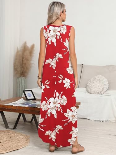 Image of BELAROI Womens Plus Size Maxi Dress Sundress Summer Casual Sleeveless V Neck Pockets Beach Swimsuit Coverup Loose