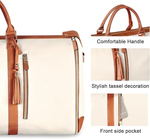 Image of 2-in-1 Convertible Garment Duffle Bag with Shoe Pouch - Weekender Travel Bag Leather Garment Bag for Travel Hanging Suitcase Suit Garment Bag Convertible Carry on Large Duffle Bags