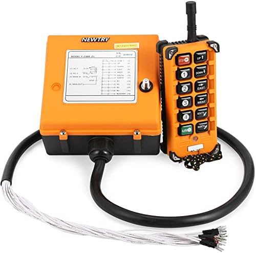 NEWTRY 10 Buttons Wireless Crane Remote Control 12V Industrial Channel Electric Lift Hoist Switch Transmitter Receiver (+ DC12V Receiver)