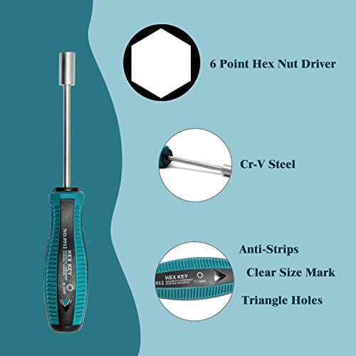 Mriuuod 6Mm Nut Driver, 6 Point Socket Hex Nut Driver Non-Magnetic Tip, 75Mm Hollow Shaft Nut Driver For Added High Torque, Tight Spaces, Precise Tightening Bolts And Nuts #TOP3