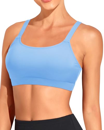 Image of Tempt Me Women Sports Bra Swim Crop Tops Only | Scoop neck, Bathing suits top, Removable cups, Adjustable straps