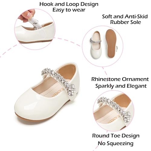 Image of PHIRAMIN Toddler Flower Girl Glitter Dress Shoes Little Girl Ballet Flats Bow Wedding Party