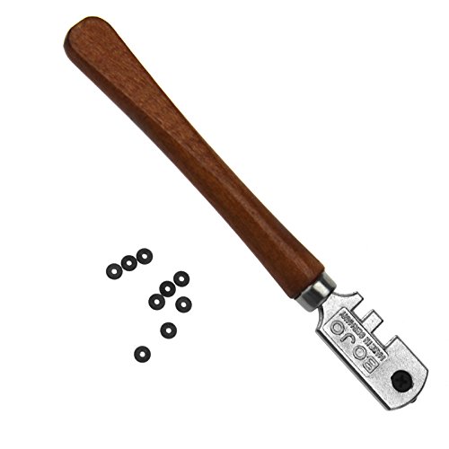 Create idea Tagliapiastrelle/tagliavetro Manuale in Acciaio, 6 Lame, con 10 Lame di Ricambio