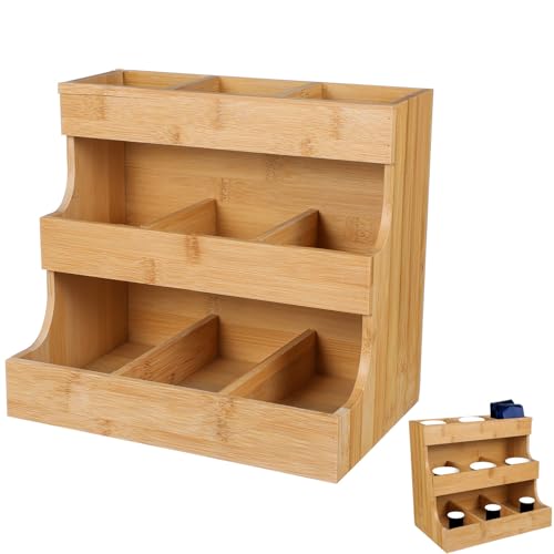 BESTonZON Sachet De Café Sachet De Thé Au De Thé Poitrine Médecine Organisateur Cabinet Organisateur Pour s De Présentoir De Collier Étagères En Bois Rustiques