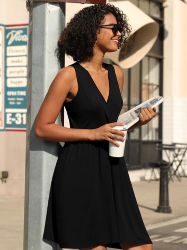 Image of CATHY 2026 Womens Casual Dress Summer Sleeveless Dresses V Neck Wrap Sexy Sundress with Pockets S-2XL